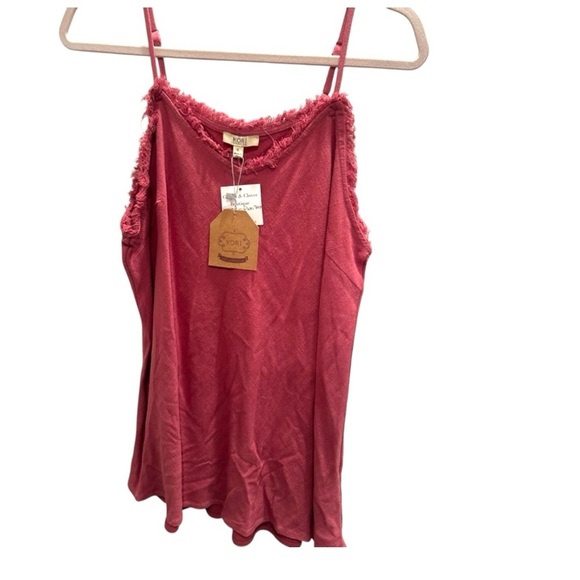 Kori Tops - Kori Tank-NWT-Spaghetti Strap-Pink Festival Summer Party Fringe-Size Large
